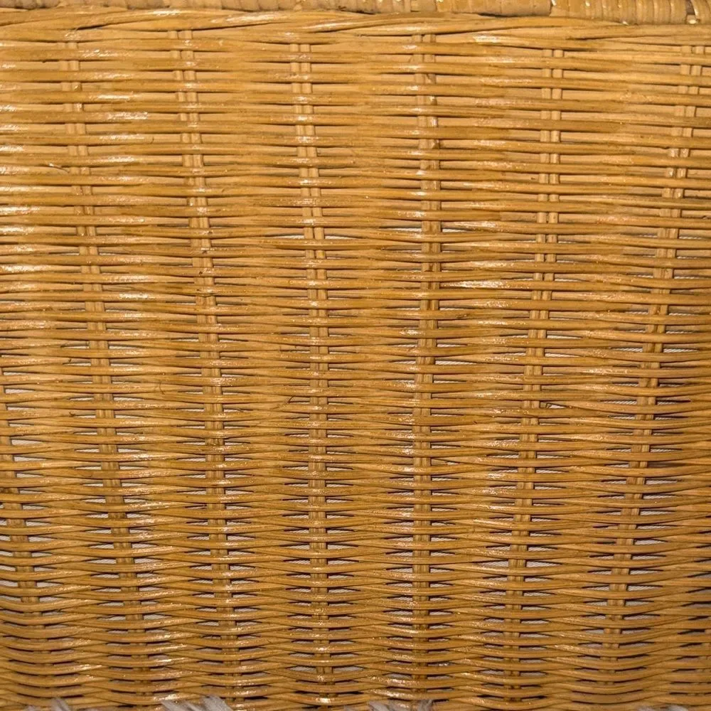 Kate Spade Tan Wicker Tote with White Handles